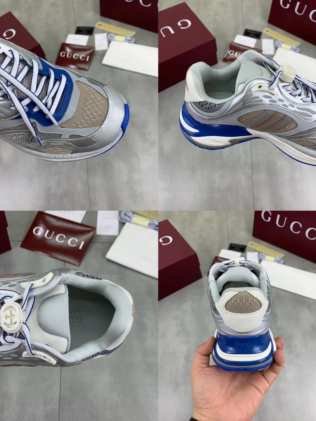 Men's shoes 💰P980 new style 💰 Gucci, couple style, women's style will be released later, new 2.0 futuristic sneakers‼ ️A pair of subversive sneakers is here. Gucci 2.0, a full series of 4 colors with key investment, smart silhouette: slightly curved forefoot design, you can clearly feel the propulsion when commuting and trotting, and it can enhance the sense of line extension when paired with wide-leg pants or cycling pants. EVA thick soles not only have a comfortable height-increasing effect, but also reduce weight (it actually lasts 3 hours of shopping without tiring your feet!) Highlight moments for lazy people: 2. Just choose it for airport wear! You can take them off in seconds after passing the security check (you can put them on as soon as you lift the heel strap), because the shoes come with a sliding buckle, so no need! ! Tie your shoes. Really achieve the sense of relaxation that goes with you. Size: Female 35-40 Male 39-45